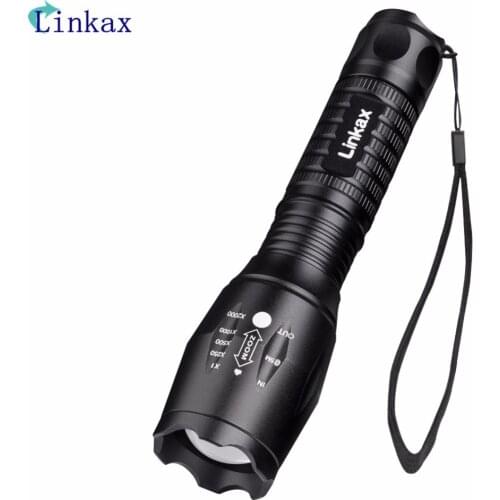 5 Mode Flashlight XM-L T6 5000LM Aluminum Waterproof Zoomable LED Flashlight Torch light for 18650 Rechargeable Battery or AAA