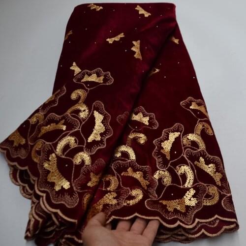 5yards/pc) High quality soft and smooth African velvet lace fabric with sequins embroidery for party dress 9 colors VLP001