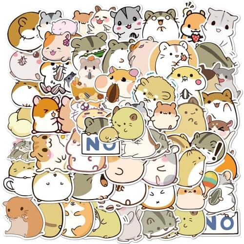 50 pcs/set Cute Hamster Baby Waterproof Stickers Travel Luggage Sticker Scrapbooking Diy Journaling Sticker Stationery Diary
