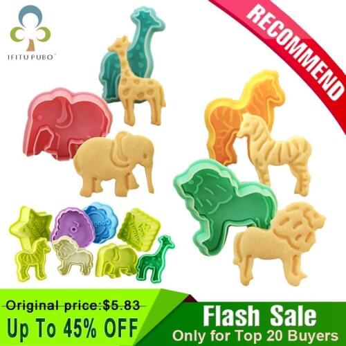 8pcs DIY Bake Mold Animal Giraffe Lion Shaped 3D Cookie Cutter Biscuit Cake Molds Star Cartoon Sugarcraft Decor Kitchen Tool GYH