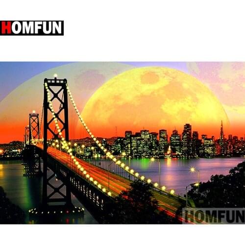 HOMFUN Full Square/Round Drill 5D DIY Diamond Painting "night view" Embroidery Cross Stitch 5D Home Decor Gift A13098