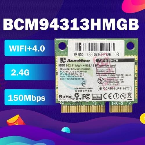 AzureWave AW-NB047H BCM94313HMGB BCM4313 Half Mini PCI-e 150Mbps + Bluetooth4.0 Wireless Card