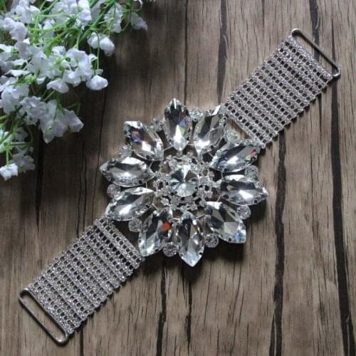 Free Shipping 4pcs/lot 9'' Rhinestone Bikini Connector Shoe Buckle Apparel Rhinestone Connector Headband Connector RC80601
