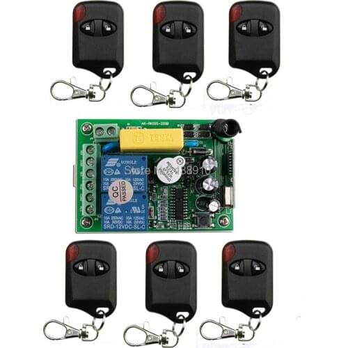 AC220V 2CH Wireless Remote Control Switch System teleswitch 1*Receiver + 6 *cat eye Transmitters for Appliances Gate Garage Door