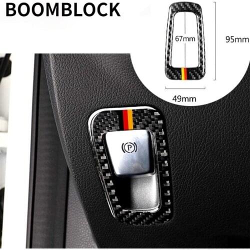 BOOMBLOCK Carbon Fiber Electronic Handbrake Frame Trim Sticker For Mercedes Benz C E Class W205 C180 C200 C300 GLC Car Styling