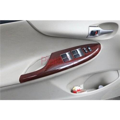 Wooden Color Interior Window Lift Panel Cover Trim Stickers For Toyota Corolla 2007-2013 MT AT CVT Car Styling Accessories