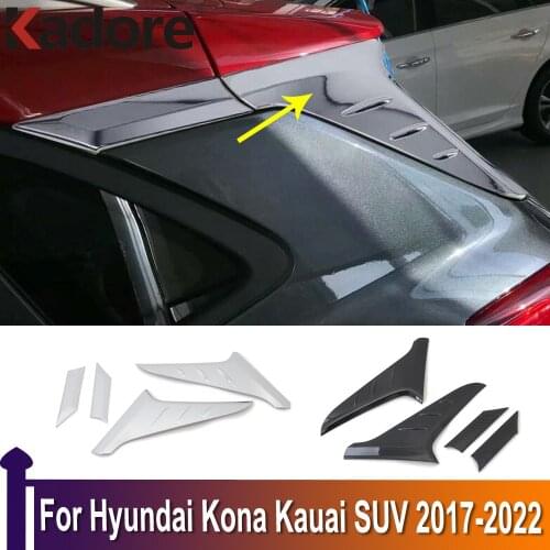 For Hyundai Kona Kauai SUV 2017-2020 Chrome Rear Tail Window Tailgate Triangle Spoiler Trims Cover Car Styling Accessories