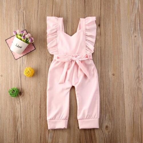 Emmababy Newborn Baby Girl Clothes Solid Color Sleeveless Ruffle Romper Jumpsuit One-Piece Outfit Cotton Sunsuit Playsuit