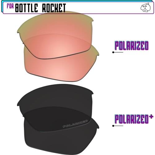 EZReplace Polarized Replacement Lenses for - Oakley Bottle Rocket Sunglasses - BlackP Plus-RoseP