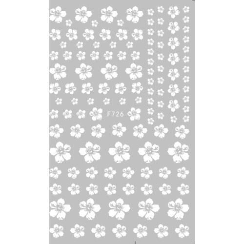 Summer Small fresh Stickers for Nails 3D White Cherry Blossom Nail Art Decorations Sticker Foil Decals Manicure Accessories