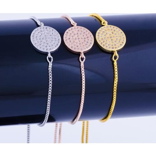 Hot Selling Jewelry Shining Zircon CZ Bead Bracelets & Bangles Handmade Copper Micro Pave Chain Friendship Bracelets Bijoux Gift