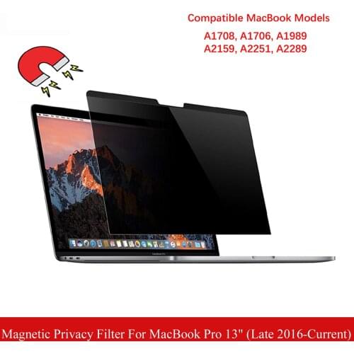 Magnetic Privacy Filter Screen Protector for MacBook Pro 13" (Late 2016-Current) A1708, A1706, A1989, A2159, A2251, A2289