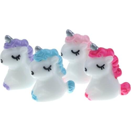 20Pcs Mini Cute Resin Unicorn Decoration Crafts Flatback Cabochon Figurines & Miniatures For Home Decoration Accessories Modern