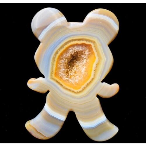 Natural Agate Crystal Cluster Carved Stone Geode Crystal Bear Christmas Decorations for Home Feng Shui Healing Crystals Gift