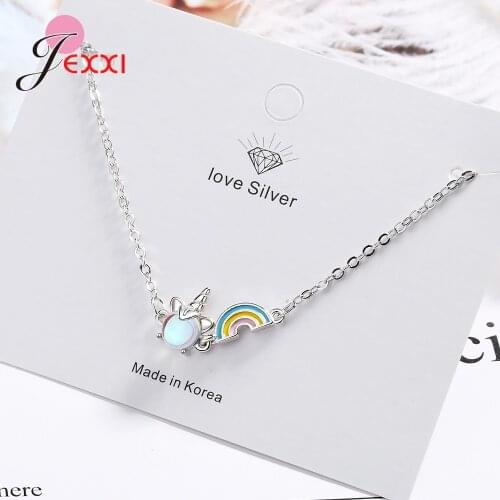 925 Sterling Silver Charm Bracelet for Women Girls Wedding Engagement Party Accessory Romantic Style Rainbow Shape Best Gift