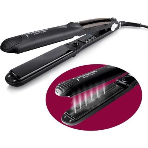 New steam hairstraightener spray Electric splint LED display six-gear Thermostat send plastic water bottle gift box packaging