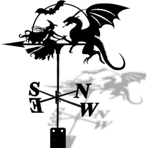 Retro Weather Vane Farm Weather Vane Wind Direction Indicator Witch&Dragon