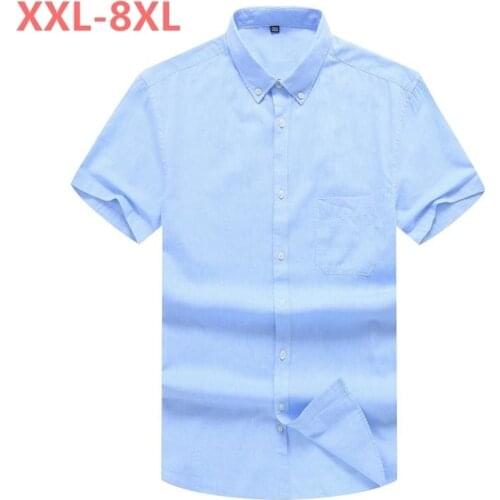 10XL 8XL Mens Pullover Linen Shirts Short Sleeve Summer Breathable Mens Quality Casual Shirts Loose fit Solid Cotton Shirts Men