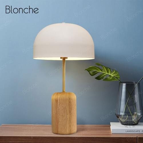 Modern Table Lamp Wooden Base Desk Light Nordic Bed Lamp for Living Room Bedroom Study Lighting Fixtures Button Switch Luminaire