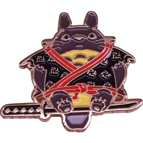 Totoro samurai pin cute ghibli anime movie badge creative gifts for kids friends