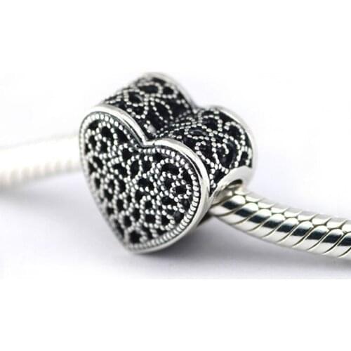 Valentine Original 925 Sterling-Silver-Jewelry Vintage Filled With Romance Heart Charms Beads Fits Pandora Charms Bracelets Diy