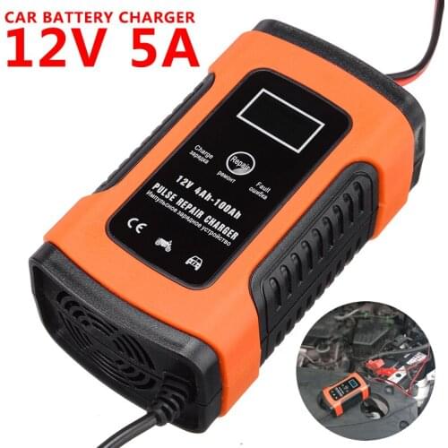 12V 5A Full Automatic Car Battery Charger Power Pulse Repair Chargers Battery-chargers Smart LCD Display