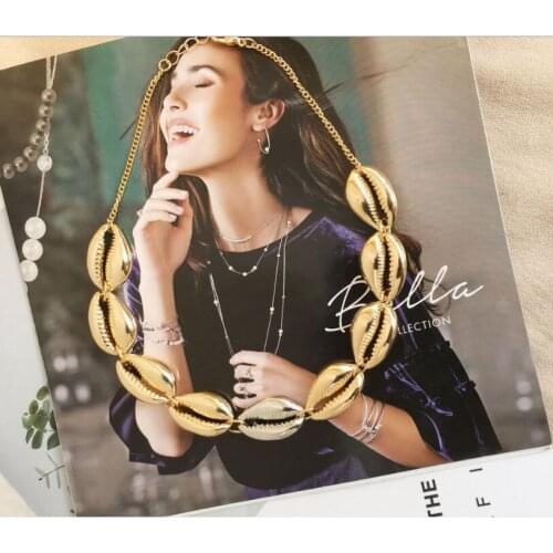 2019 boho Hawaiian Metal Sea Shell Necklace Choker Jewelry Bohemian Beach Necklace Shell Gold Chain For Women Collar