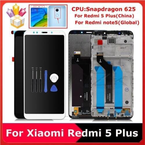 5.99"For Xiaomi Redmi 5 Plus IPS LCD Display With Frame Panel Glass Full Touch Screen Replacement Digitizer Assembly Spare Parts