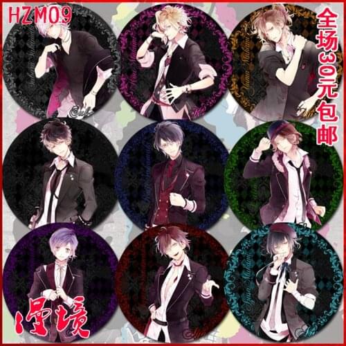 ZXFJXR 58MM Animation Diabolik Lovers Reiji Ayato Laito Kanato Badge Sakamaki Shu Icons On The Backpack Badge Brooch