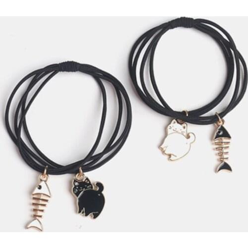 1 PC/Set Cat Fish Bone Elastic Hair Bands For Women Hair Accessories hair scrunchie Multicolor Lovely Pendant Girls Rubber Bands