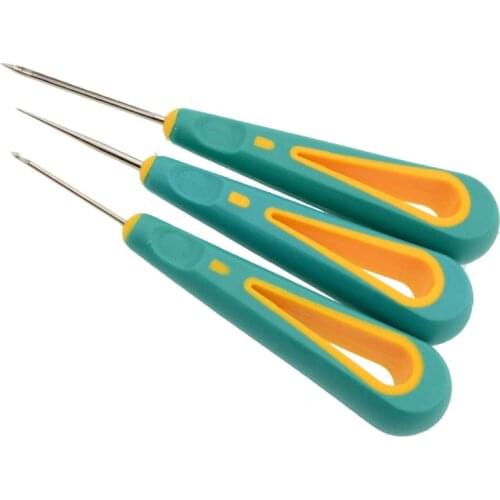 3Size 1Pc Sewing Awl Hook Stitching Rubber Handle Leather Craft Shoes Repair Puncher Positioning Bit Diy Sewing Needle Tools A