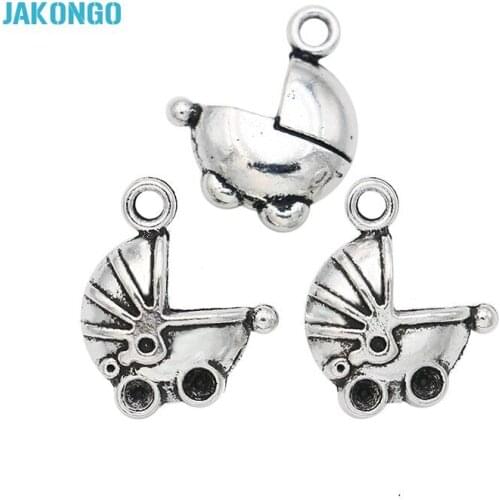 Antique Silver Plated 3D Baby Cradle Charms Pendants for Jewelry Making Bracelet DIY Handmade Craft 16x14mm 10PCS
