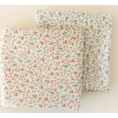 160x50cm Pastoral Red Blue Small Floral Thin Cotton Poplin Sewing Fabric, Making Clothing Spring and Summer Dress Cloth