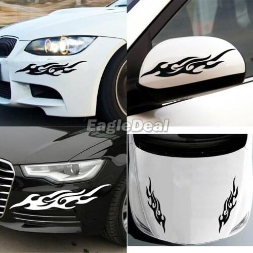 2PCS Cool Fashion Racing Reflective Stickers Flame Fire Sticker windowr Door Body Vinyl Decor 29x6cm