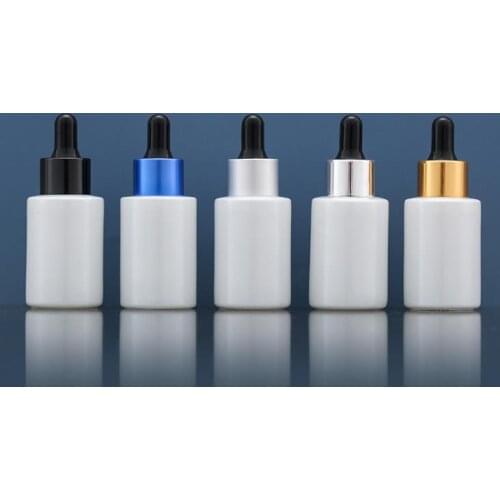 200pcs 30ml Flat Shoulder Dropper Bottle For Perfume Essential Oils Liquid Empty Pearl White Makeup Containers Bottles SN294