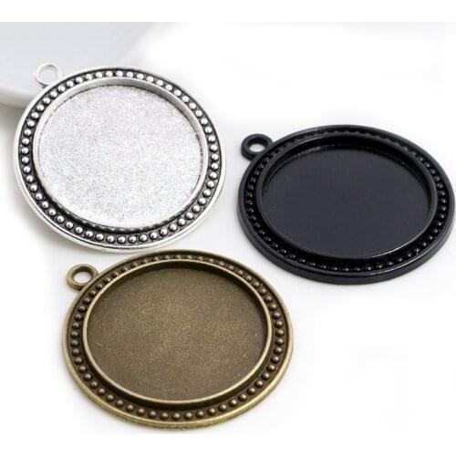 5pcs/Lot 30mm Inner Size 3 Fashion Colors Plated Classic Style Cabochon Base Setting Charms Pendant Tray