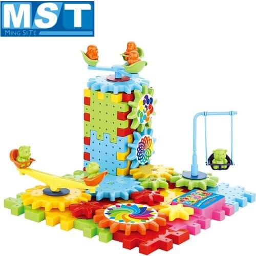 81PCS Funny Multiple Colors 3D Electric Building Blocks Kits Edcational Magic Electric Gear Blocks Toys DIY Bricks Set For Kids