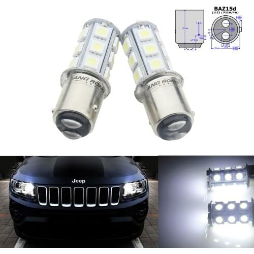 ANGRONG 2x White 566 P21/4W BAZ15d 18 SMD LED Rear Fog Tail Stop Brake Signal Light Bulb
