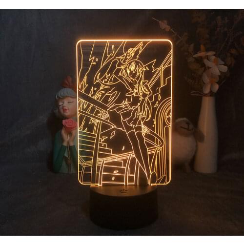 Bakemonogatari Led Night Light Otaku Bedroom Decor Birthday Manga Fans Cute Gift Bedside Table 3d Lamp Anime Hitagi Senjougahara