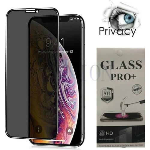 Free Shipping 50pcs Anti Peep Tempered Glass Privacy Screen Protector For iPhone 13 12 Pro Max 11 XR XS X 8 7 Plus add package