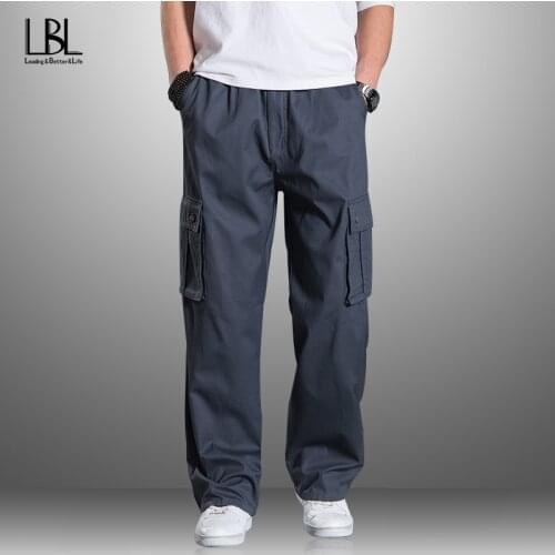 Mens Tactical Cargo Pants Classic Outdoor Hiking Trekking Army Tactical Joggers Loose Pant Solid Military Multi Pocket Trousers