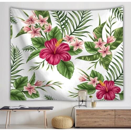 Floral And Leaf Tropical Tapestry Natural Scenery Wall Tapestry Bedroom Decor Photography Background Wall Cloth Thin Sheet