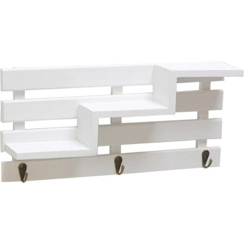 Hole-Free Holder Wood Wall Mount Flower Shelf Rack Key Hanging Plant Stand Hook Space-saving Garden Home Decor Porch Storage