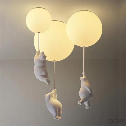 Baby Childrens Room Cartoon Lovely Pendant Lights Creative Bear Designers Pendant Lamps Restaurant Bedroom Decor Hanging Light