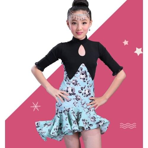 Children Girl Latin Dress Fishtail Pleated Skirt Latin Competition Practice Clothes Ballroom Costumes Dancewear Party Skirt