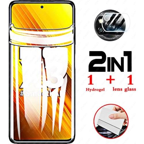 2in1 poco x3 nfc hydrogel film camera lens glass for xiaomi poco x 3 x3nfc screen protector pocophone pocco poko x3 nfc hidrogel
