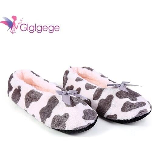Glglgege Winter Women Star Flock Soft Plush Slipper Winter Shoes Woman Butterfly-Knot Indoor Floor Shoes Women Slipper Shoes