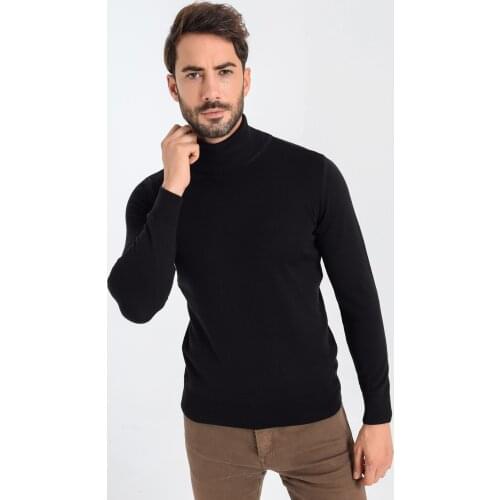 Heyss New Autumn Winter MenS Sweater MenS Turtleneck Solid Color Casual Sweater Slim Fit Brand Cotton Knitted Pullovers