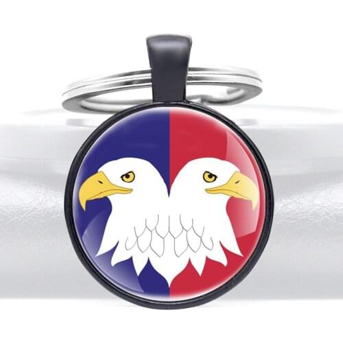 Classic Double Headed Eagle Chakras Glass Cabochon Keychain Pendant Necklace Men Women Charm key Ring Jewelry Accessories Gifts