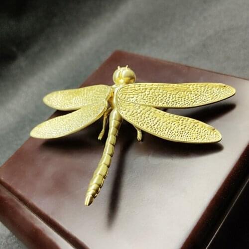Brass Dragonfly Figurines Simulation Animal Toy Removable Wings Office Desk Home Mini Ornament Living Room TV Cabinet Decors